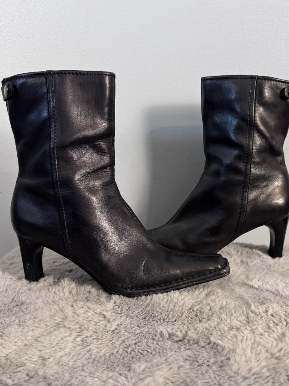 ALDO Black Square Toe 90s Heeled Ankle Boots Size 39/9